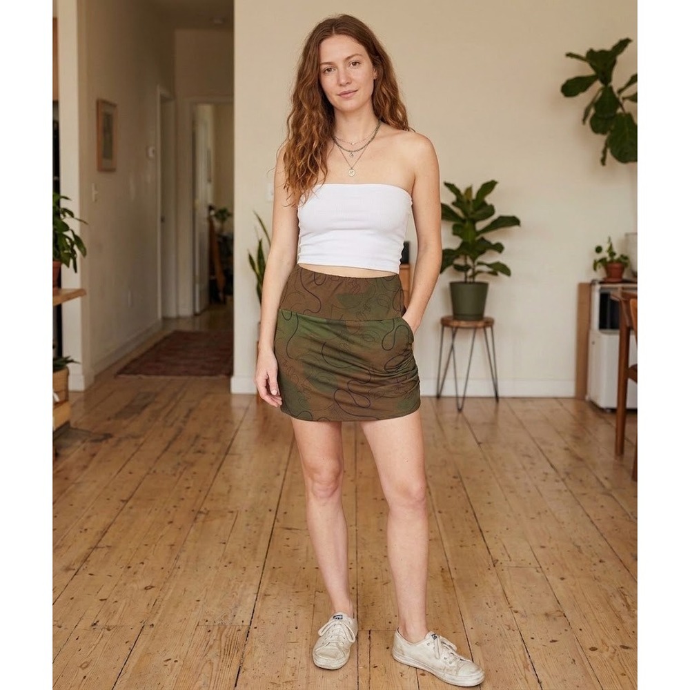 Fashion Nova Womens Abstract Camo Ruched Mini Skirt